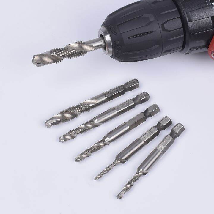 elegant-newacalox-6pcs-set-m3-m4-m5-m6-m8-m10-metric-composite-tap-drill-bit-tap-1-4-39-39-hex-hss-high-speed-steel-thread-spiral-screw