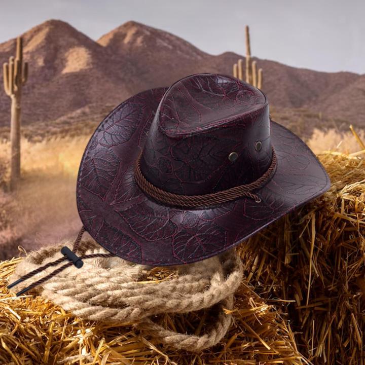pu-leather-cowgirl-hat-trendy-western-headwear-unisex-cowboy-hat-lightweight-outdoor-cap-stylish-cowgirl-hat
