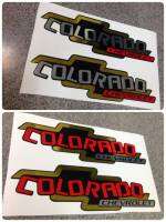 สติ๊กเกอร์ งานตัดคอม ฟอยเงิน ฟอยทอง COLORADO CHEVROLET สีแดงสะท้อนแสง sticker ติดรถ แต่งรถ เชฟโรเลท โคโลราโด้ สติกเกอร์ เท่ห์ หล่อ สวย งานดี หายาก