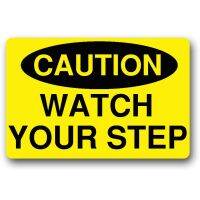 Caution Watch Your Step Doormat Funny Design Rubber Non-Slip Door Mat Entrance Rug Floor Mat Durable Home Indoor Mats