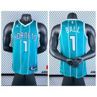 เสื้อกีฬาบาสเก็ตบอล แขนสั้น ลายทีม regatta Charlotte Hornets 2 2023NBA LaMelo