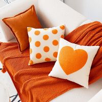 Lovely Sofa Cushion Cover 45x45 Orange Nordic Simplicity Dot Love Pillow Cover Living Room Sofa Decoration Bedside Waist Pillow