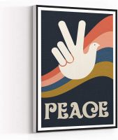 ของขวัญตกเเต่งห้องน้ำในบ้านสำหรับห้องนั่งเล่นเรโทร Peace โปสเตอร์ย้อนยุคศิลปะบนผนังสันติภาพศิลปะสันติภาพแบบย้อนยุคศิลปะสันติภาพอาร์ทพีซสัญลักษณ์นกพิราบ Print12x18กรอบศิลปะบนผนังศิลปะบนผืนผ้าใบสำหรับติดกำแพงสมัยใหม่