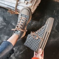 COD SDFERTGEYER [READY STOCK] Leopard Print High-Top Canvas Shoes Women 2022 New Style Niche Casual Sneakers