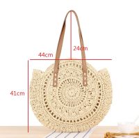 Round Straw Beach Bag Vintage Handmade Woven Shoulder Bag Raffia circle Rattan bags Bohemian Summer Vacation Casual Bags ZCY12