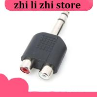 zhilizhi Store 6.35 / 6.5 mm Male to Dual RCA Female audio and video adapter connection lotus three split RCA RF connector AV