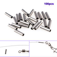 FUGUI 100Pcs อุปกรณ์สแตนเลส Tackle เครื่องมือท่อสายตกปลาตกปลาลวดท่อ Crimp แขน Connector