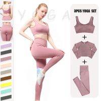 Workout Gym Wear Sportswear Leggings Fitness Long Sleeve Top Leggings - 3pcs Women - Aliexpress