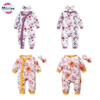 COD DSFERTEREERRE MIKxNewborn Baby Girls Clothing Baby Girl Romper Rose Sunflower Floral Ruffle Sleeve Jumpsuit Headband Festival Costumes baju baby girl Jumper baby chic wear