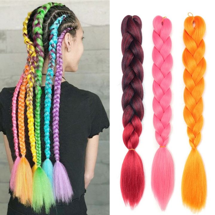 24Inch Rainbow Festival Synthetic Braiding Fiber For Hair Braid Jungle  Butterfly Locs Hair Jumbo Crochet Hair Extension Girls Women Lazada PH