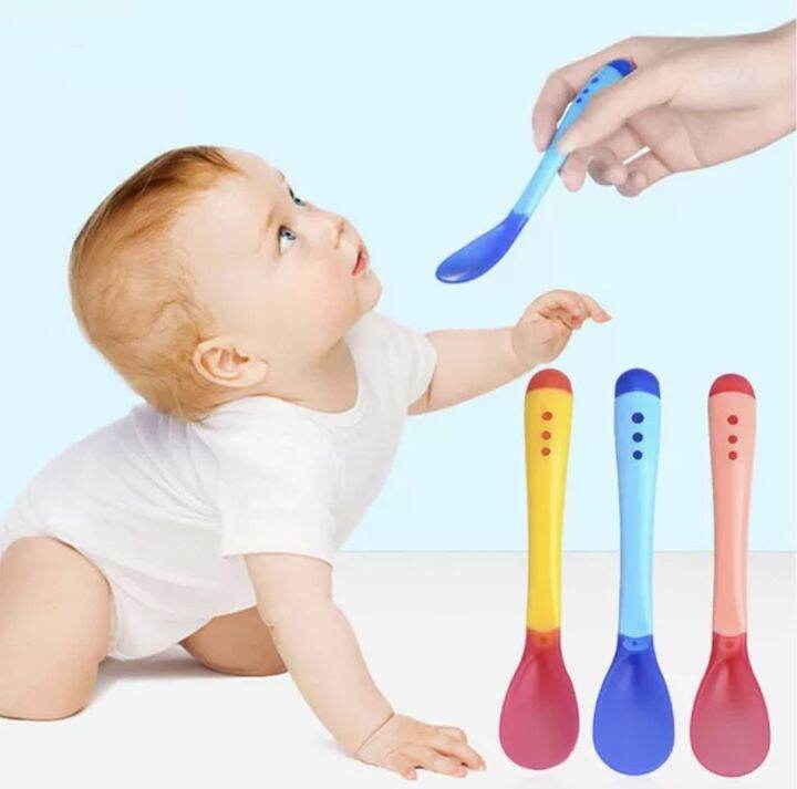 Megatop Baby Silicon Spoon Fork Safety Temperature Sensing Spoon Baby 