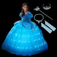 Light Up Cinderella เจ้าหญิงสาวคอสเพลย์เครื่องแต่งกาย LED Vestidos ชุดวันเกิดเสื้อผ้าฮาโลวีน