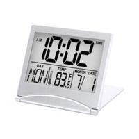 Easygo Digital Alarm Clock Foldable LCD Clock With Calendar Temperature Desk Clock