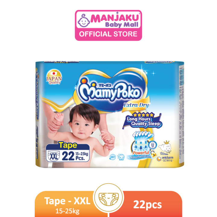 MamyPoko Open Extra Dry Tape Diaper Jumbo Pack XXL (22 pcs) Lazada