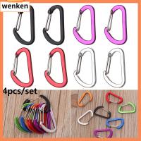 WENKEN 4pcs คาราบิเนอร์ อลูมิเนียมอัลลอยด์ เครื่องมือตกปลา คลิปหนีบปีนเขา คาราไบเนอร์ พวงกุญแจแคมป์ปิ้งกลางแจ้ง พวงกุญแจ D-Ring