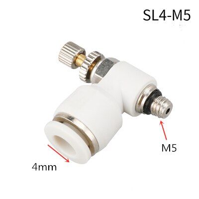 QDLJ-White Sl 1/8 1/4 3/8 1/2 Speed Control Pneumatic Fitting Throttle Valve Controller  Hose Tube Fast Connection Adjustable