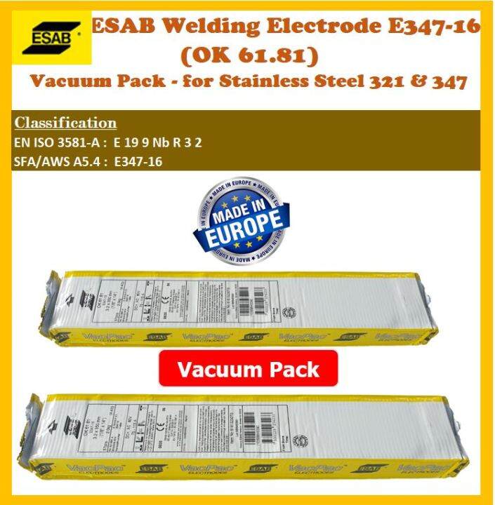 ESAB Welding Electrode E34716 (OK 61.81) Vacuum Pack for Stainless