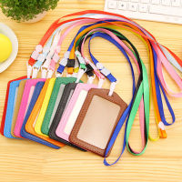 20 pcs ID Badge Holder PU ID Card Badge Bag Accessories Holder Card Bus Card Case Stationery School supplies With Lanyard