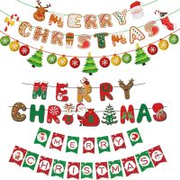 MERRY CHRISTMAS Decoration Xmas Party Garland Banner Hanging Ornaments Santa Claus Snowman Xmas Tree Decor Paper Flag Banner