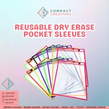 Reusable Dry Erase Pockets, 6 Pack Reusable Dry Erase Sleeves