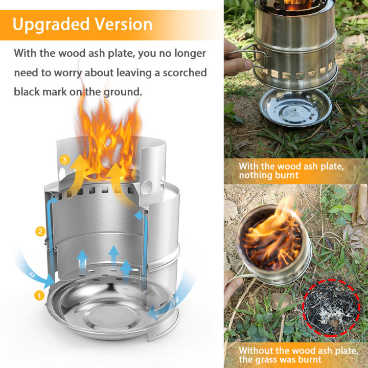 camp-fire-stove-wood-gas-survival-stove-เตาชีวมวล-เตาสนามเดินป่า-สแตนเลส-พกพาสะดวก-เตาสนาม-เตาถ่าน-เตาเดินป่า-สำหรับ-4-6-คน-รุ่น-cf-003-สำหรับปรุงอาหาร-กลางแจ้ง-ตั้งแค้มปิ้ง-ท่องเที่ยว-เดินป่า-แยกชิ้น