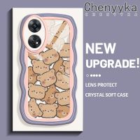 เคส Chenyyka สำหรับ OPPO Reno 8 T 5G Reno8 T Pro A1การ์ตูนหมีน่ารักแฟชั่นลายคลื่นสีสันสดใสเคสโทรศัพท์โปร่งใสเคสกันกระแทกนิ่มป้องกันเลนส์กล้องสร้างสรรค์ซิลิโคนเคสใส