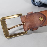 Vintage Luxury Handmade Leather Copper Buckle Mans Belt Cinturon Gotico Cowhide Retro All-match Casual Jeans Soft Belt ABC