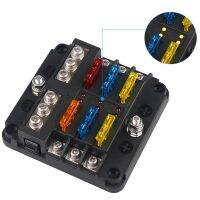 【jw】❆✻♟  6 Ways Car Boat Fuse Holder With Negative 1 In Out Block Warning Indicator 12V Panel