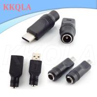 QKKQLA 1x 5.5*2.1mm DC Female power Jack To type c mirco usb 2.0 type a male Plug Female Jack 5V Power Plug Connector converter Laptop