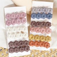 6Pcs/lot Flower Embroidery HairPins Children Flower Hair Clips Geometric Sweet Girls Hair Accessories Vintage Hairpins Barrettes Cups