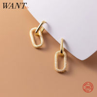 WANTME Genuine 925 Sterling Silver Personality Unique Bohemian Shiny Zircon Earrings for Women Charming Party Piercing Jewelry