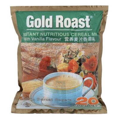 Gold Roast Instant nutritious cereal mix โกลด์โรสท์ธัญญาหารปรุงสำเร็จ รสวานิลลาชนิดผง เครื่องดื่ม ข้าวโอ๊ต ผสมวานิลา 3in1 พร้อมชง บรรจุ 20 ซอง