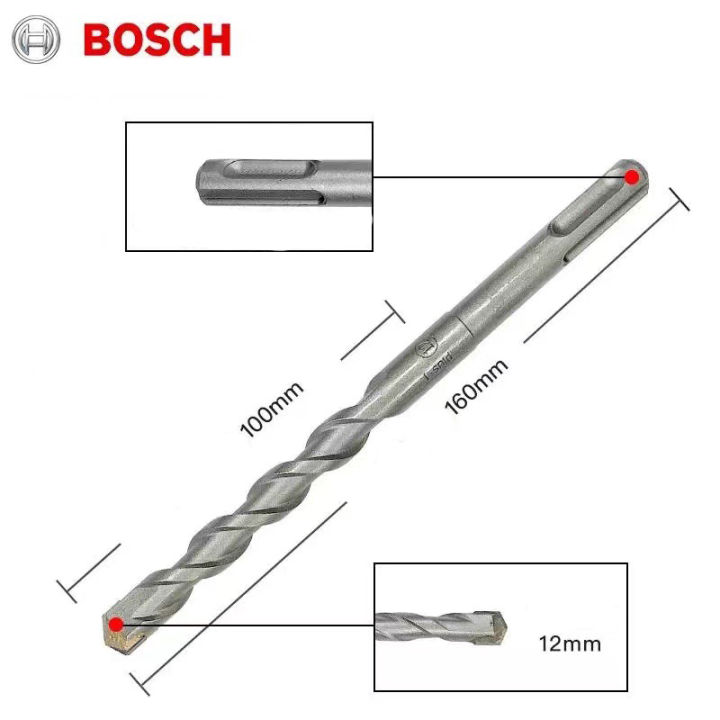 bosch-electric-hammer-sds-plus-drill-bit-set-160mm-two-pit-two-groove-brick-wall-concrete-s3-impact-hammer-drill-bits