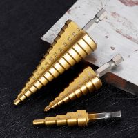 【LZ】◑◘♂  Passo Broca Conjunto para Madeira Titânio Revestido Hard Metal Punch Hole Cutter Ferramentas para Carpintaria Stepped Brocas 32mm Hex Cone Bits Kit