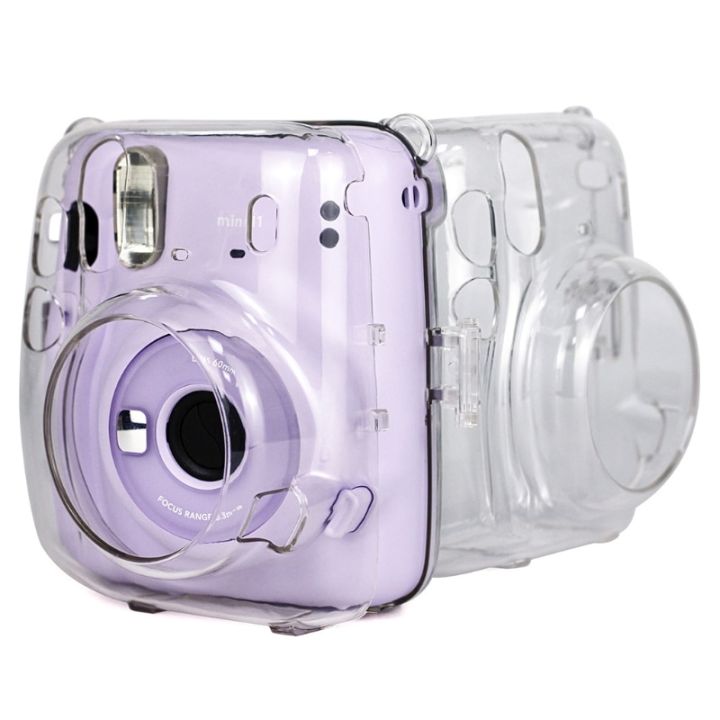 กระเป๋าถือกระเป๋าบรรจุเก็บของกล้องสำหรับ-instax-mini-11-mini-12-photo-กระเป๋าใสป้องกันชุดสติกเกอร์ฝามีสายรัด