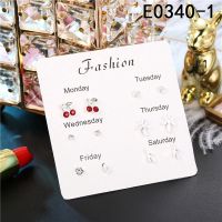 6 Pair Set Crystal Heart Silver Stud Earrings Korea Pearl Women Ear Studs Jewelry Weekly Gifts Hot Sale