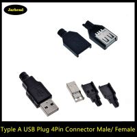 5ชิ้น Usb 2.0 Type A ตัวผู้ทีเสียบยูเอสบีปลั๊ก4-Pin เชื่อมต่อกับประเภทพลาสติกคลุมสีดำ-ชุด Diy