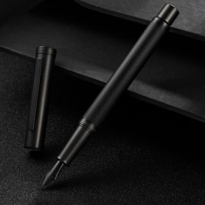 ZZOOI Hongdian Black Forest Metal Fountain Pen Titanium Black EF/F/Bent Nib Beautiful Tree Texture Writing Ink Pen for Business Office