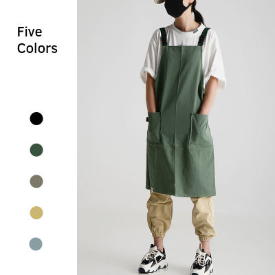 Japanese restaurant canvas bib waterproof coverall overalls apron cotton kitchen cleaning use