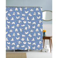 Cat Shower Curtain, Yoga Shower Curtain, Kitty Bathroom Decor, Funny Shower Curtain, Animal Artwork, Quirky Bathroom Decor