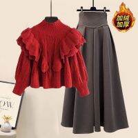 Spot parcel post plus Size Womens Clothing Winter Set Women 2022 New Classic Style Anti-Aging Sweater Waist-Tight Slimming Skirt Two-Piece Set