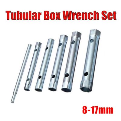 6PC 8-17mm Metric Tubular Box Wrench Set Tube Hollow Socket Wrench Filter Wrench High Quality Carbon Steel Spanner Wrenches Plumbing Valves