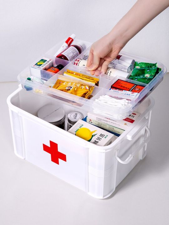 กล่องปฐมพยาบาล-กล่องพยาบาล-กล่องเก็บ-กล่องอเนกประสงค์-กล่องเก็บอุปกรณ์-กล่องอุปกรณ์-สองชั้น-แบบแยกชั้น-กล่องเก็บยา-กล่องสองชั้น