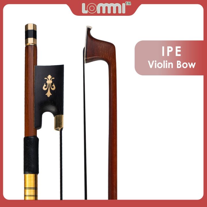 lommi-advanced-violin-bow-4-4-size-ipe-violin-bow-round-stick-black-horsehair-ebony-frog-fleur-de-lis-inlay-brass-accessories