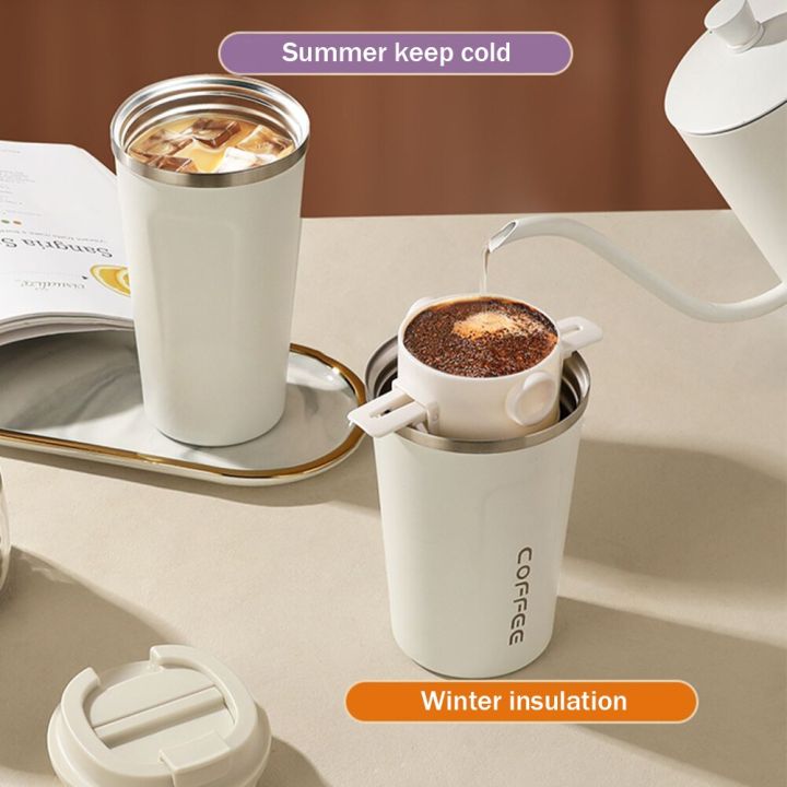 สแตนเลสใหม่-500มล-ถ้วยใส่ของร้อนแก้วกาแฟถ้วยใส่ของร้อนกันรั่วกระบอกน้ำถ้วยสุญญากาศแบบร้อนสำหรับเดินทาง