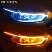 ❖℡ Dynamic 2 PCS DRL Car Flexible LED Daytime Running Lights Turn Signal Lamp Headlight Waterproof 30cm 45cm 60cm White Red Yellow