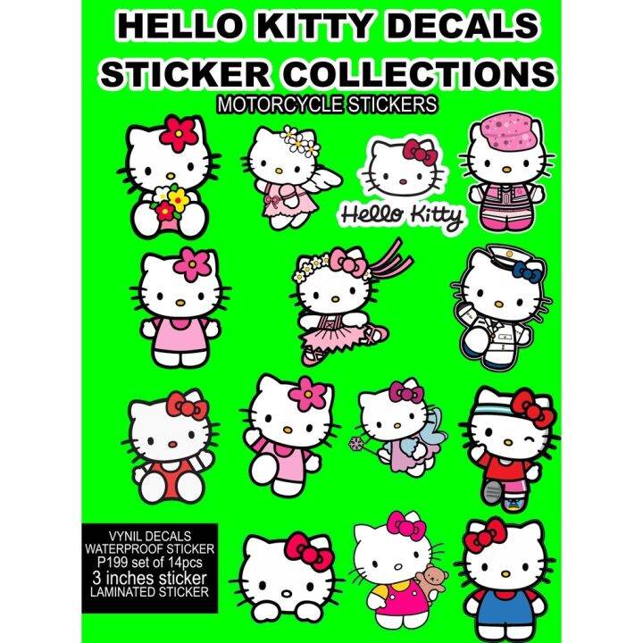 Hello kitty vinyl stickers outdoor waterproof stickers set of 14PCS
