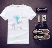 เสื้อยืดสกรีน Unicorn ใส่สบายๆ ไม่ยืด ไม่ย้วย สีสันสดใส