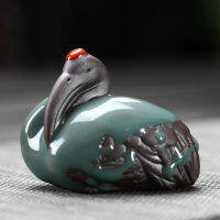 Ice Crack Gracked Glaze Little Swan รูปปั้นประติมากรรมเซรามิคหัตถกรรม Mini วัวรูปสัตว์ Ornaments