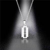 Stainless Steel Safety Blade Razor Pendant Necklace Punk Hiphop Jewelry For Men Boys Geometrical Animal Small Dangling Choker